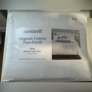 NWOT Nestwell Organic Cotton Pure Earth King Duvet Cover Set - White